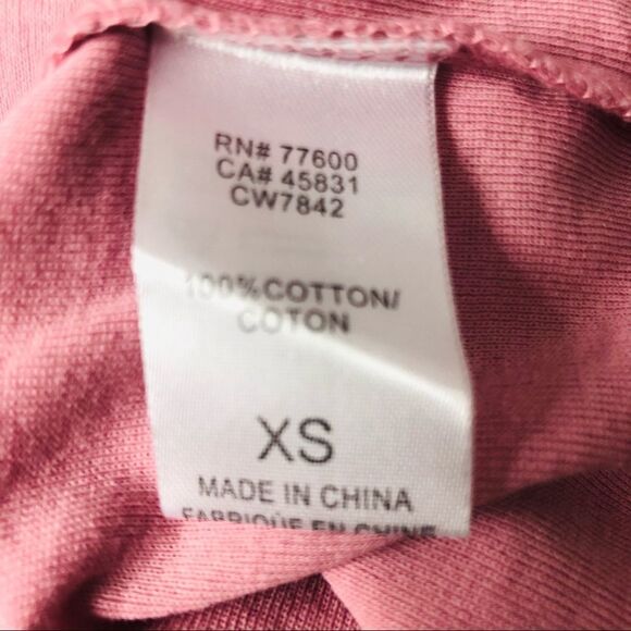Chaser Cropped Wide Neck Long Sleeve Cotton T-Shirt Stretchy Fitted Pink XS - Picture 7 of 7